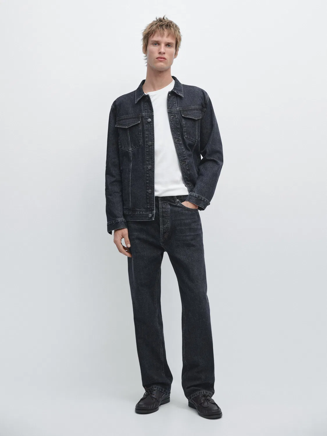 Джинсовая куртка дальнобойщика Massimo Dutti, темно-синий
