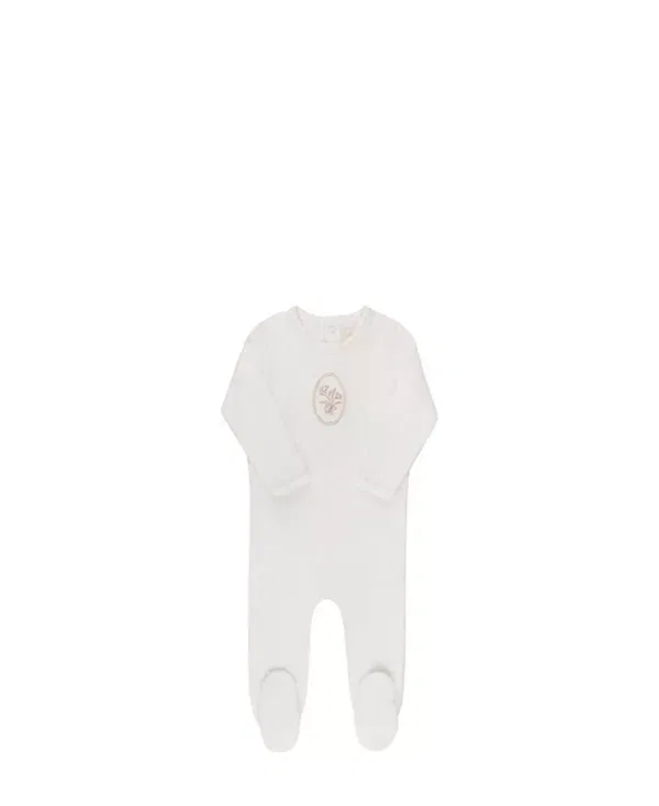 Детский комбинезон с длинным рукавом из велюра Ely'S & Co., Ivory | Rosegold — фото 2