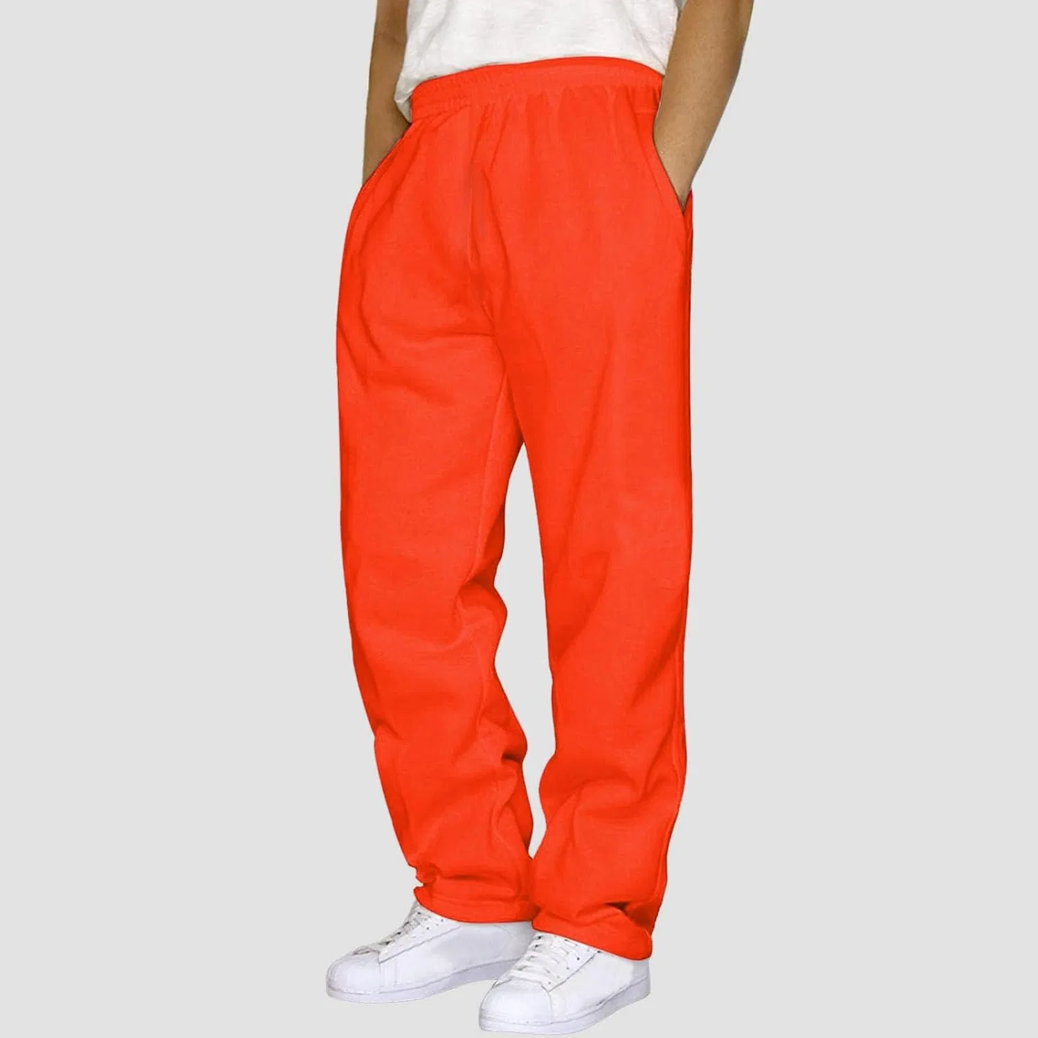Мужские спортивные штаны свободного кроя с карманами, #15-Orange — фото 2