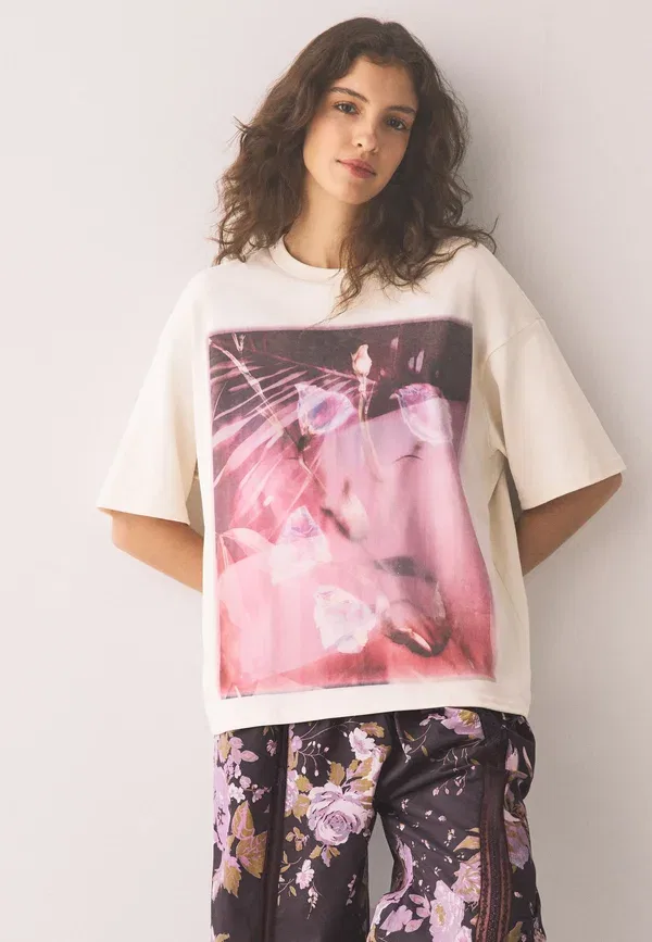 Пижамный комплект из хлопка Regular fit short sleeve set Next Purple Floral, фиолетовый