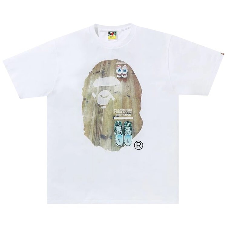 

Футболка BAPE Social Distance Big Ape Head Tee 'White', белый