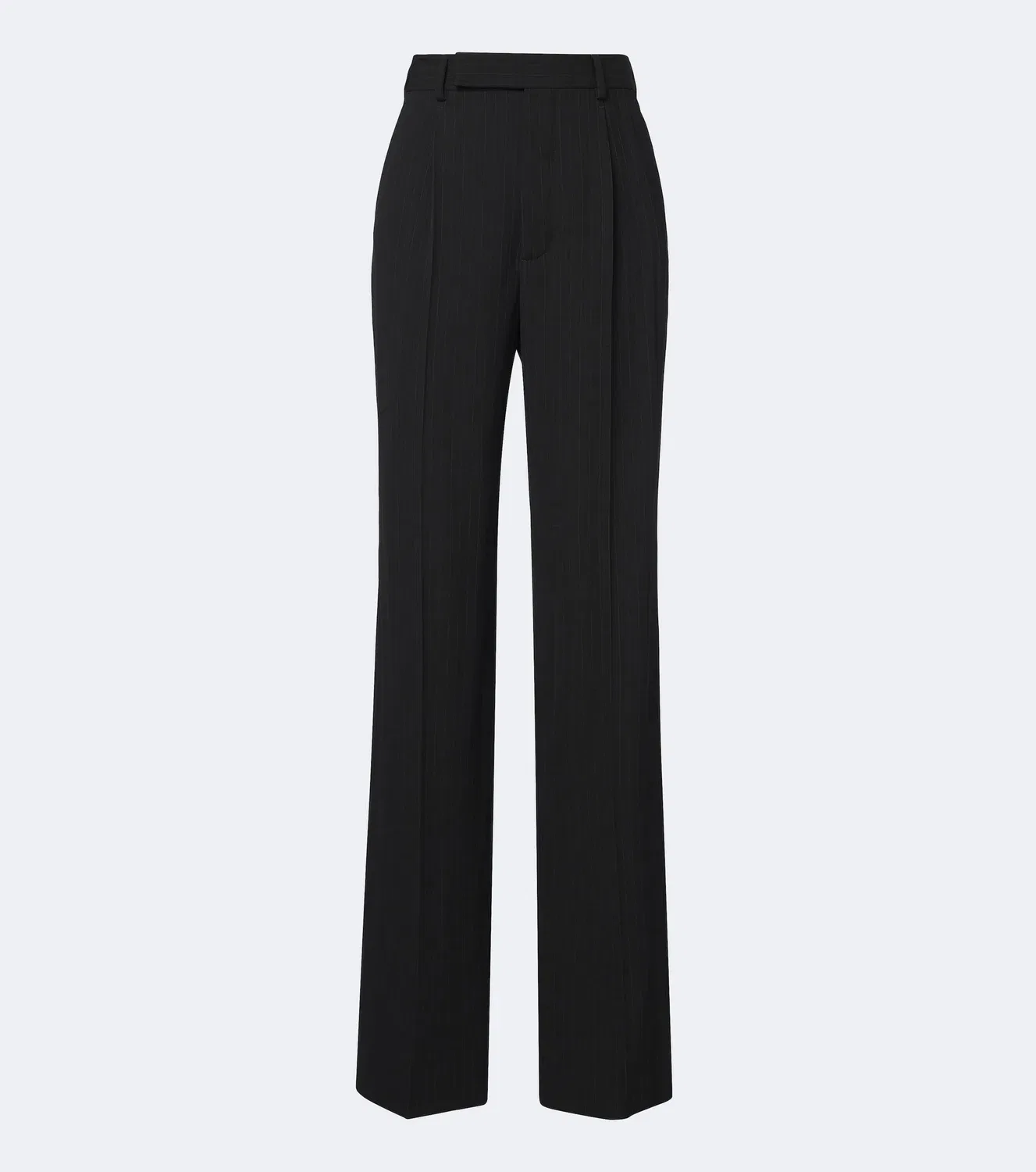 Прямые брюки из смесовой шерсти Saint Laurent, черный
