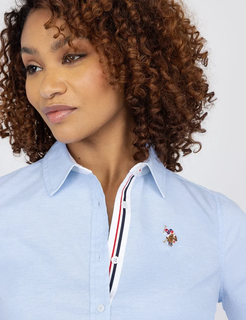 Рубашка-оксфорд U.S. Polo Assn. Long Sleeve Solid Stretch, голубой — фото 4