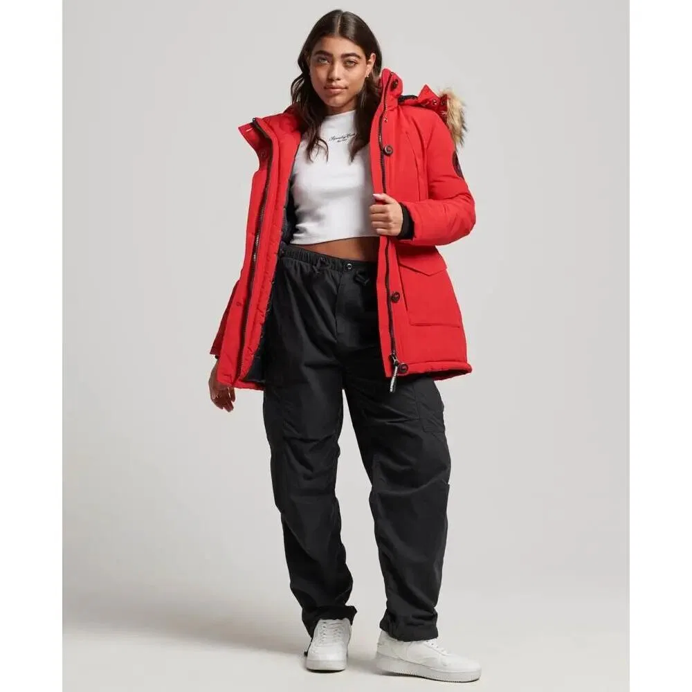 Женская парка с капюшоном и искусственным мехом Everest Superdry, Rot / Scharlachrot — фото 3