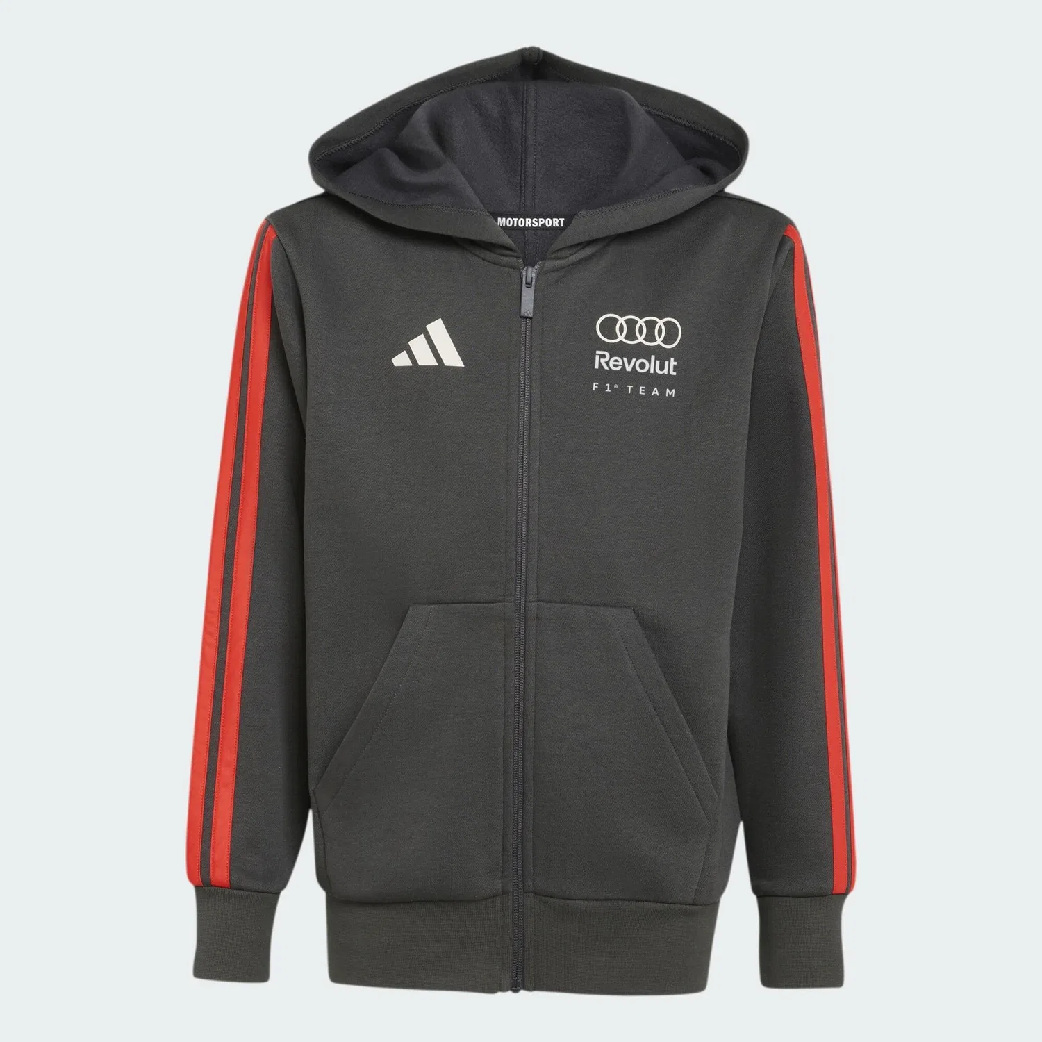 Детский флисовый худи с принтом Audi Revolut F1 Team DNA Full Zip Hoodie Adidas, Schwarz