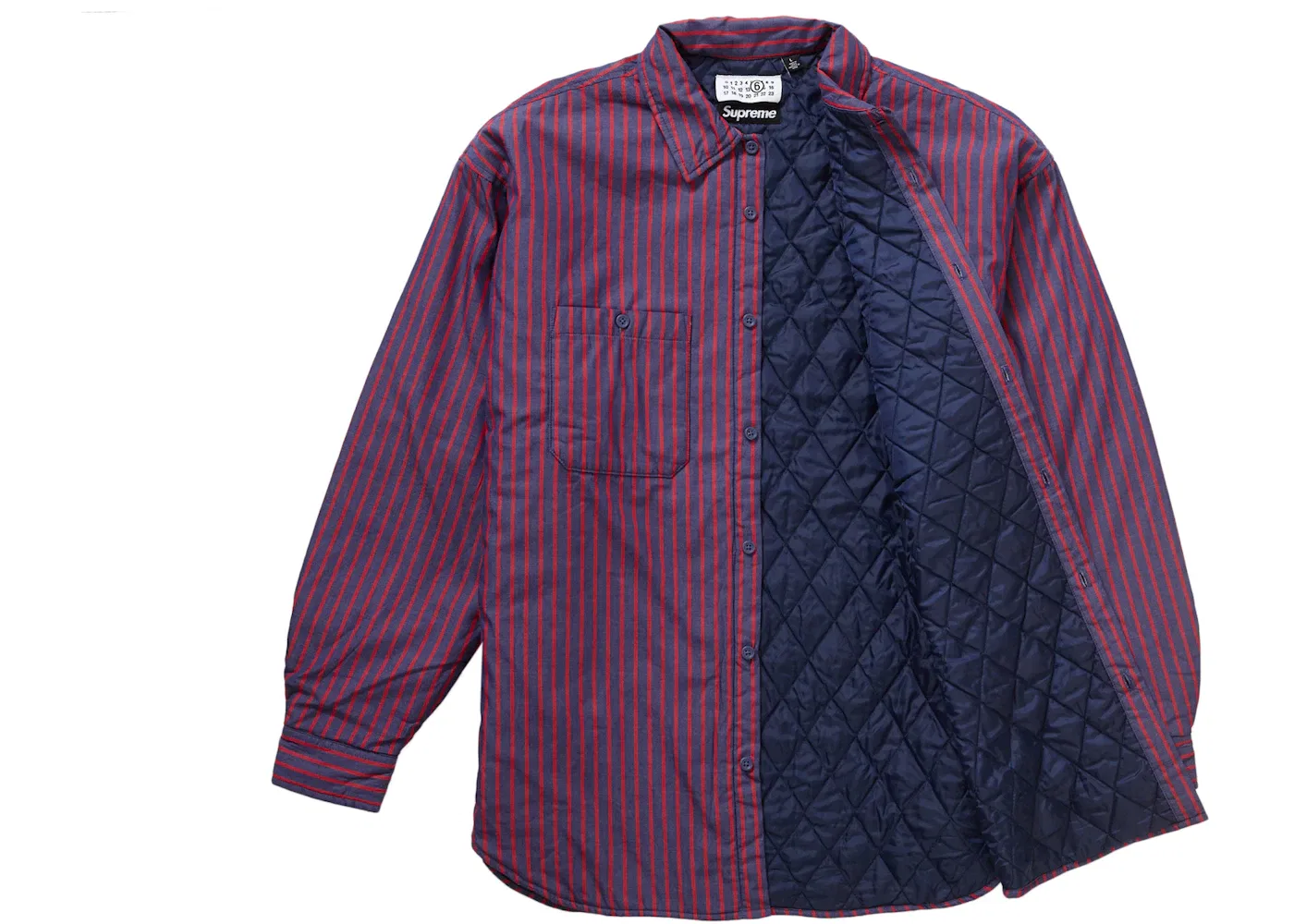 Мужская рубашка с принтом MM6 Maison Margiela Padded Shirt Supreme, Stripes — фото 2