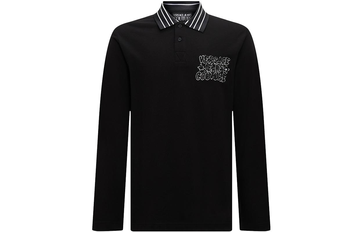 

VERSACE JEANS COUTURE Футболка поло мужская черная FW23, Черный, VERSACE JEANS COUTURE Футболка поло мужская черная FW23