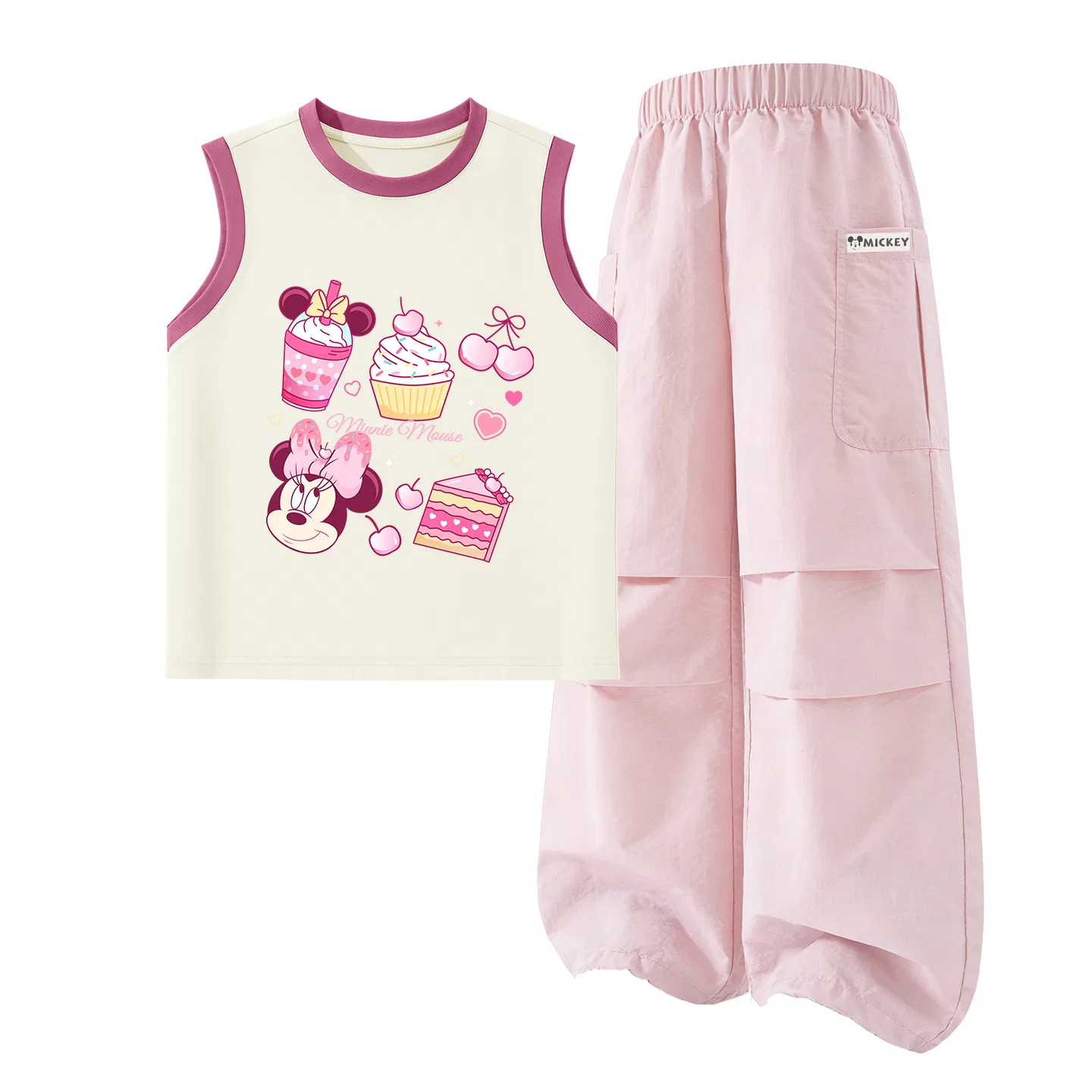 Детский спортивный костюм с круглым вырезом, дышащий, Disney, Rose Red & Magnolia Pink