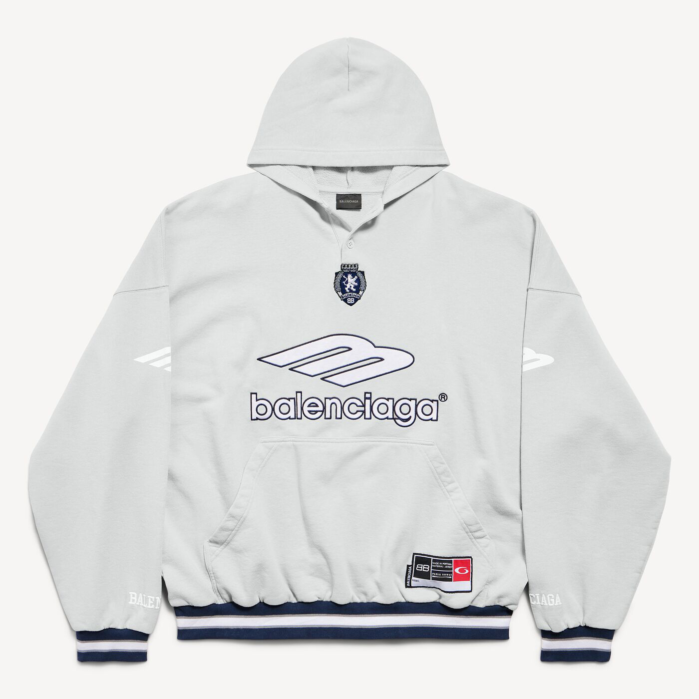 Худи Balenciaga 3b Football Polo, серый/белый