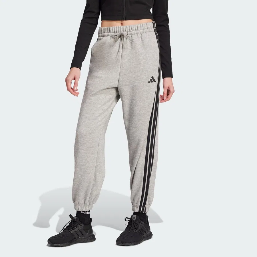 Спортивные брюки свободного кроя с тремя полосками Essentials 3-Stripes adidas, Серо-черный