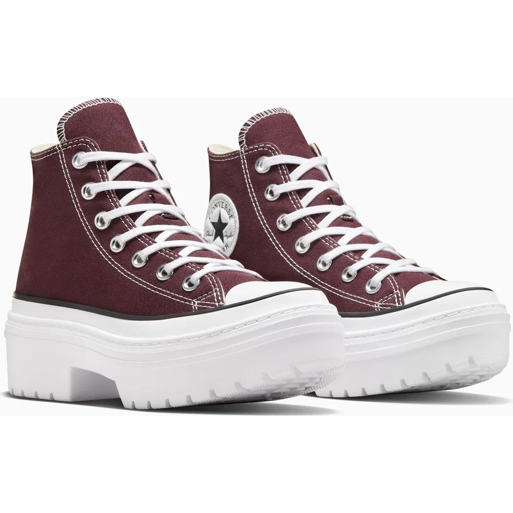 Детские кроссовки на платформе с высоким каблуком, бордовые, Chuck Taylor All Star Lugged Heel Converse — фото 2