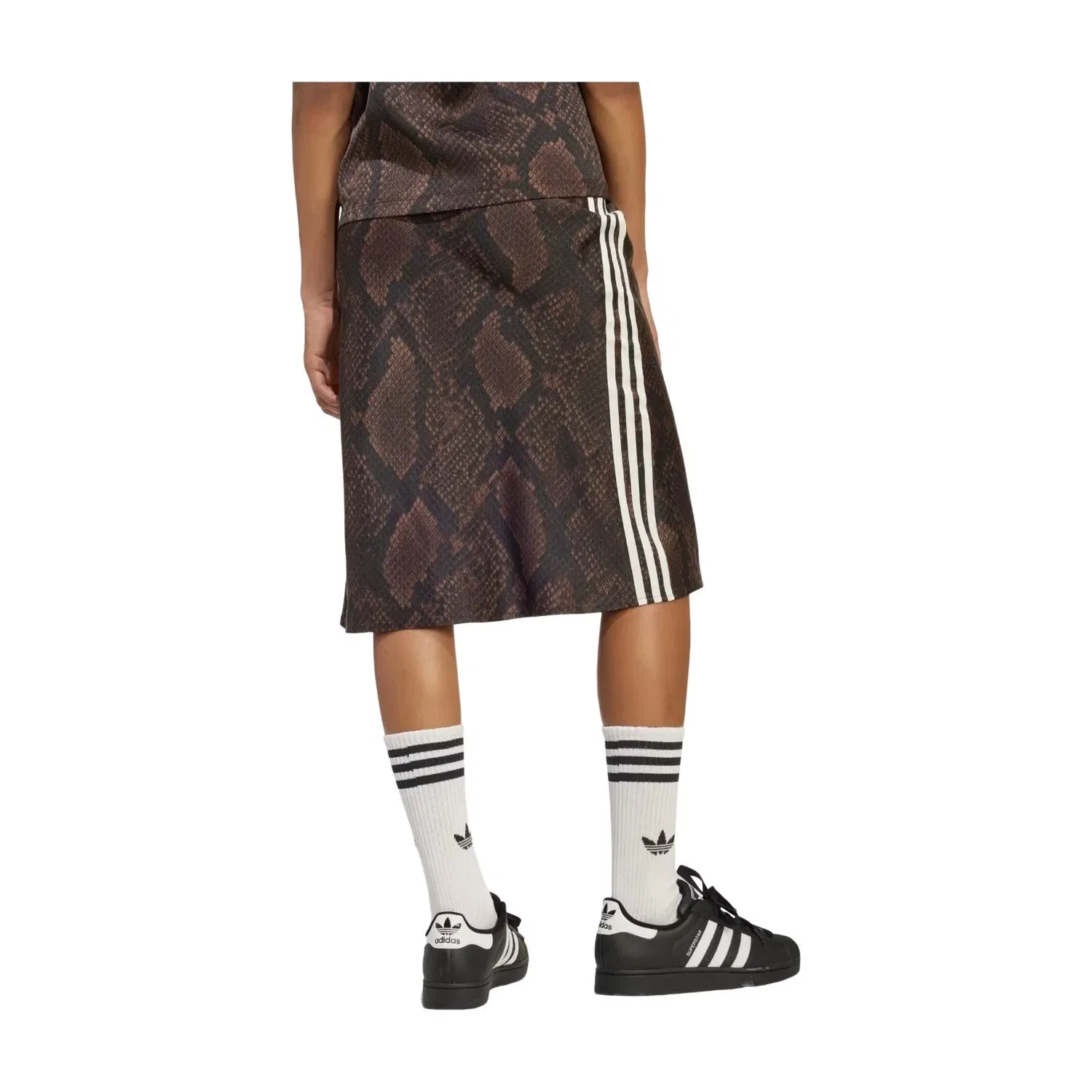 Женская юбка-миди с принтом Adidas Snake Print Satin Skirt, коричневый — фото 3