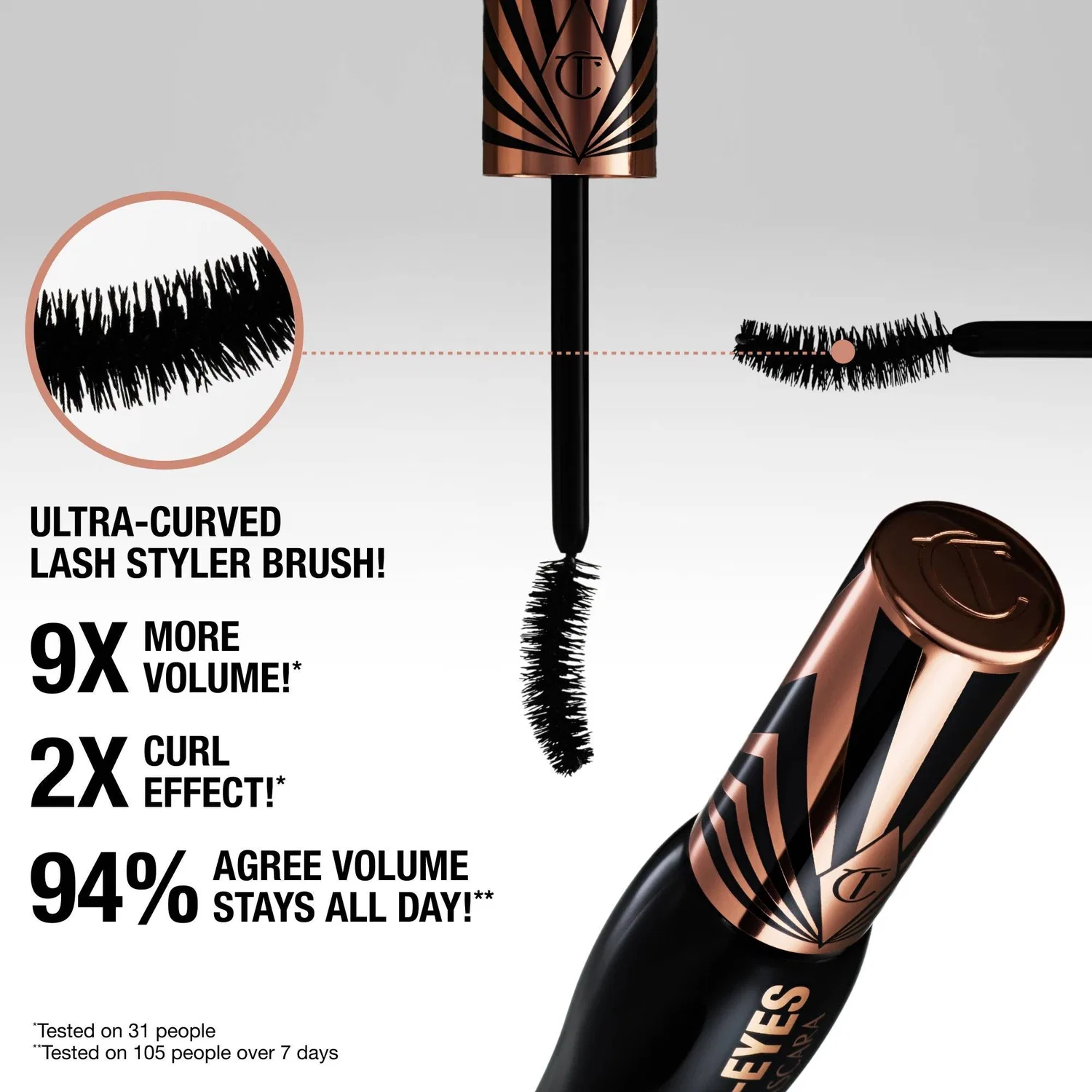 Тушь для ресниц с эффектом объема Exagger-Eyes Volume Mascara Charlotte Tilbury, 10 мл, Black — фото 4
