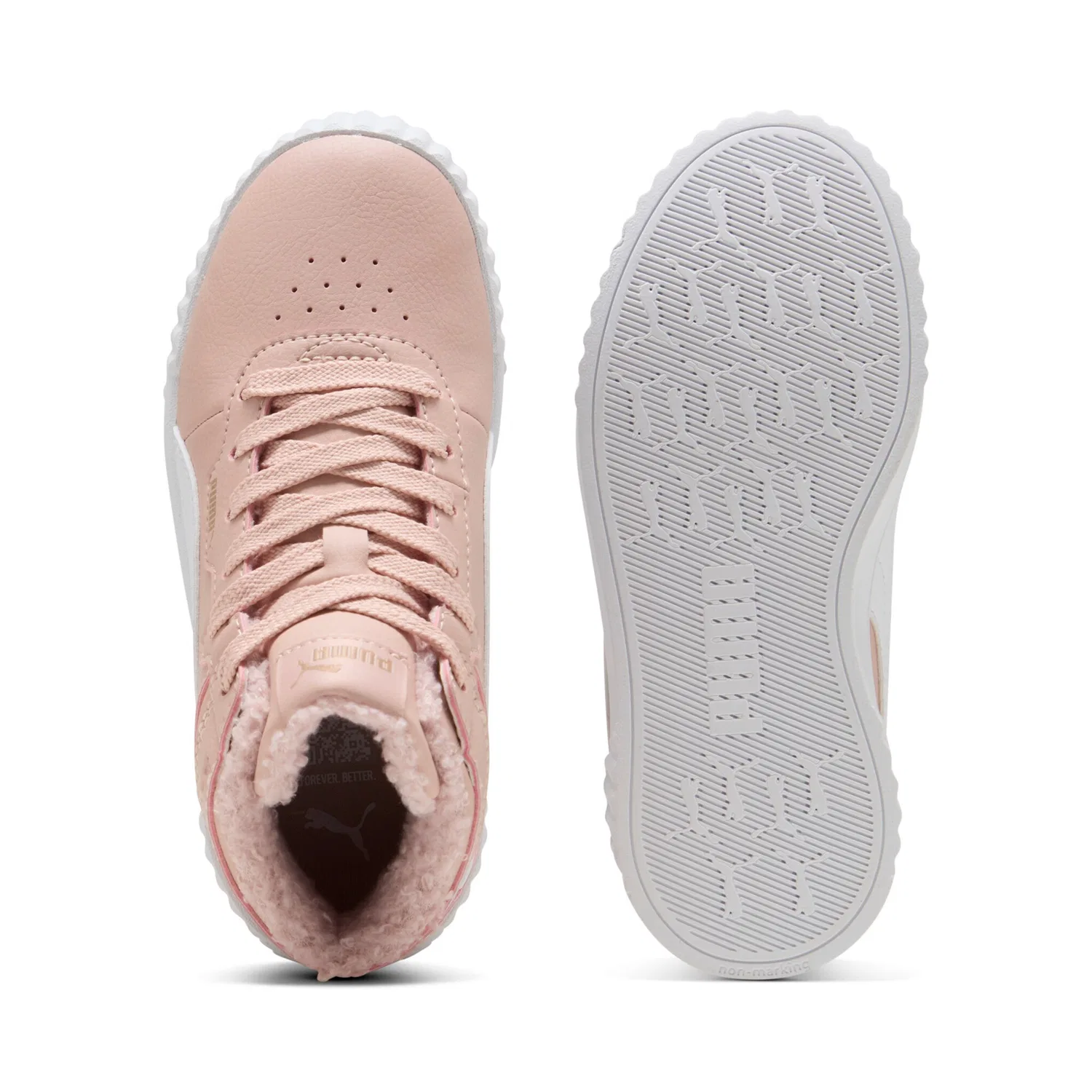 Детские кроссовки на шнуровке Carina 30 Mid WTR PS PUMA, Rose Quartz/PUMA White — фото 4