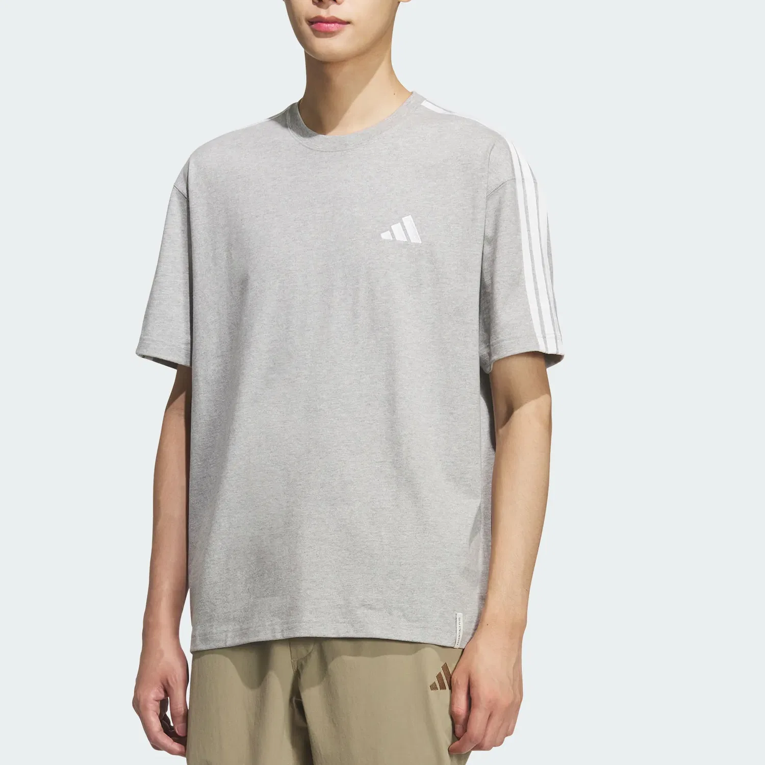 Футболка хлопковая Essentials Crew Neck, Adidas, Medium Heather Gray — фото 3