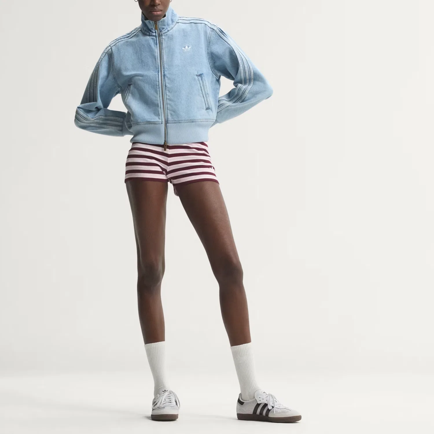 Женская джинсовая куртка с воротником-стойкой Light Denim Blue Adidas Originals — фото 3