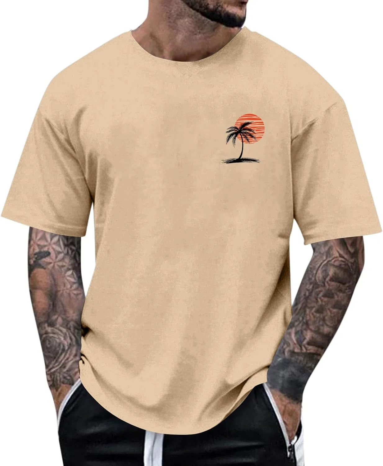 Мужская футболка с пальмой Beach Palm Tree, Khaki