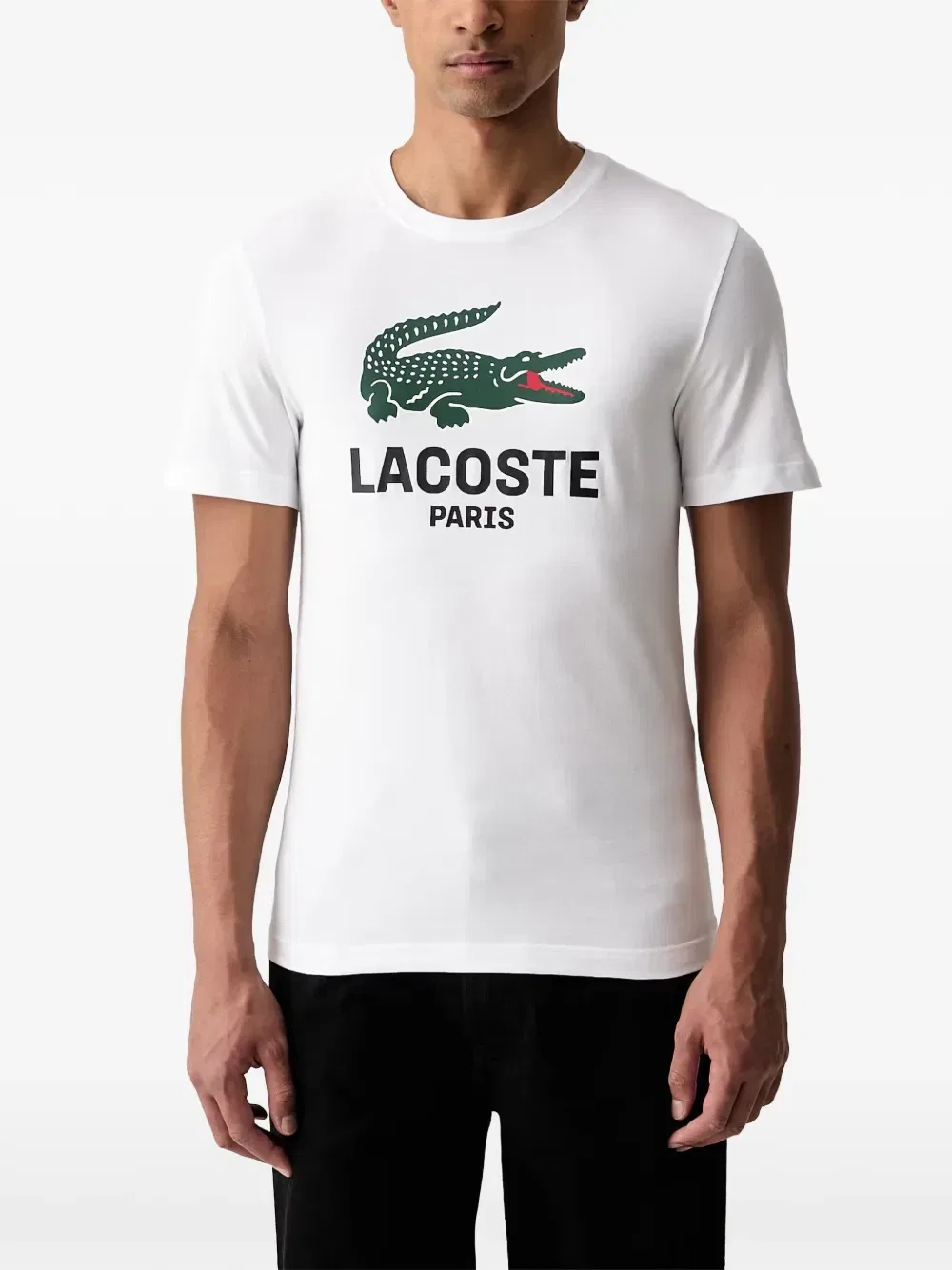 Хлопковая футболка с принтом Lacoste, белый