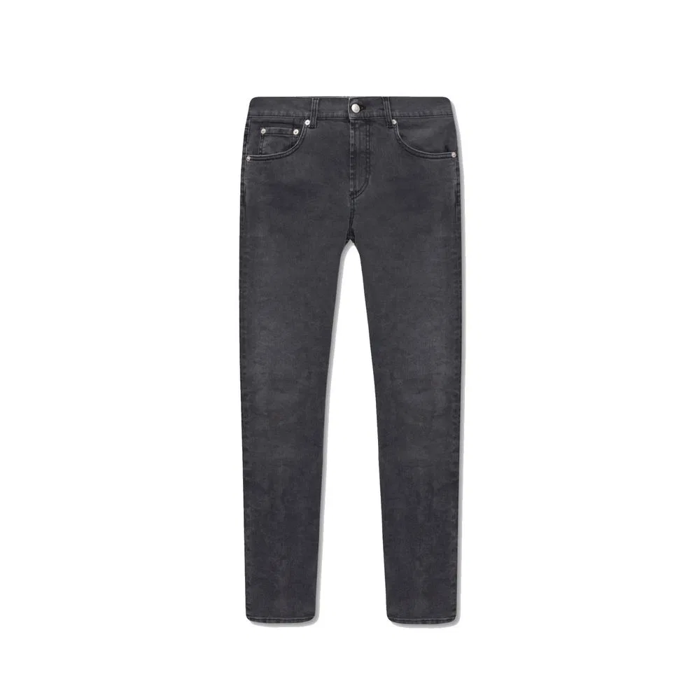 Мужские узкие джинсы с вышитым логотипом Black Cotton Skinny Jeans Alexander McQueen, Black