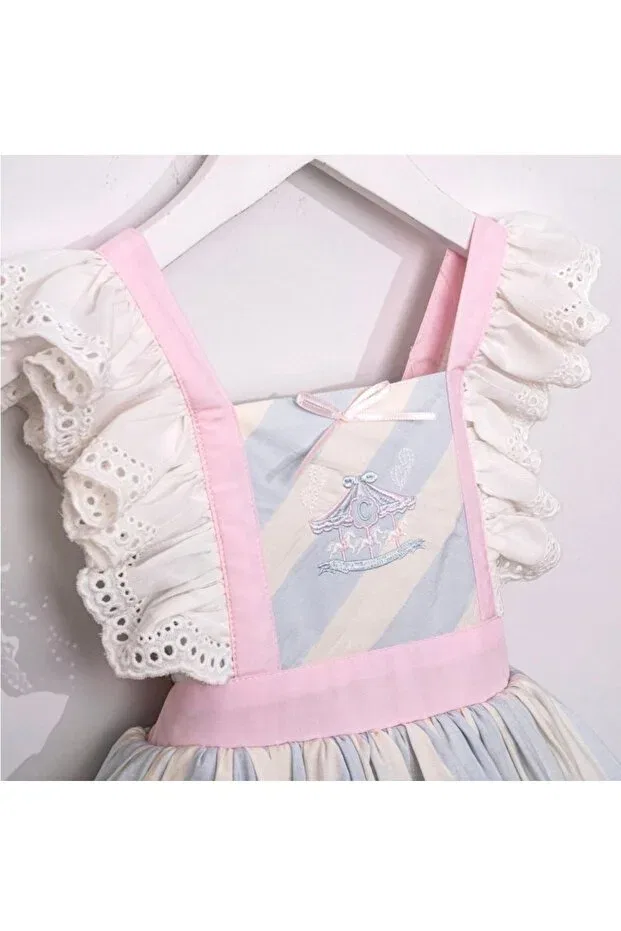Детское платье для девочек с воланами Fisto Alvadonna, White, Blue, Pink — фото 3