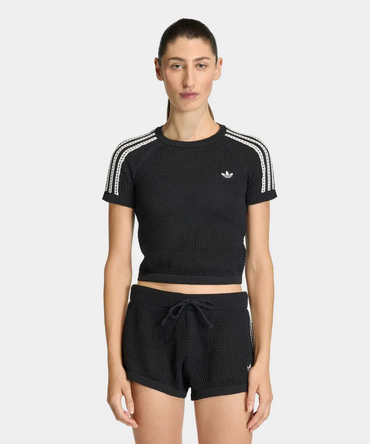 Женская футболка с вязаным узором KNITTED CROCHET CALI Adidas, Black