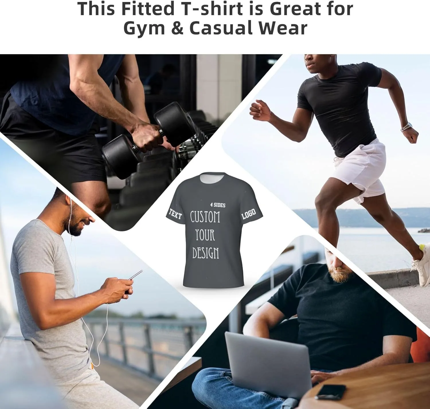Футболка Custom T Shirts 4-Side Printable с логотипом — фото 3