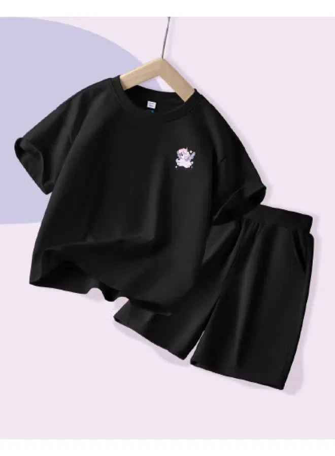Jeanswest Комплект шорт и футболки с коротким рукавом, хлопковый, черный