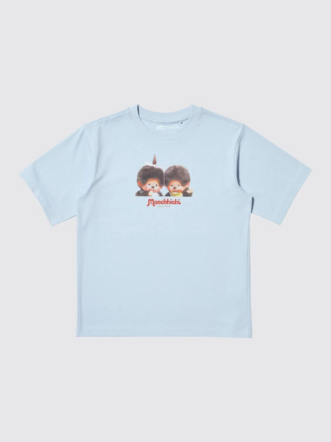Футболка Monchhichi ut Uniqlo, с графическим принтом, светло-голубой — фото 4