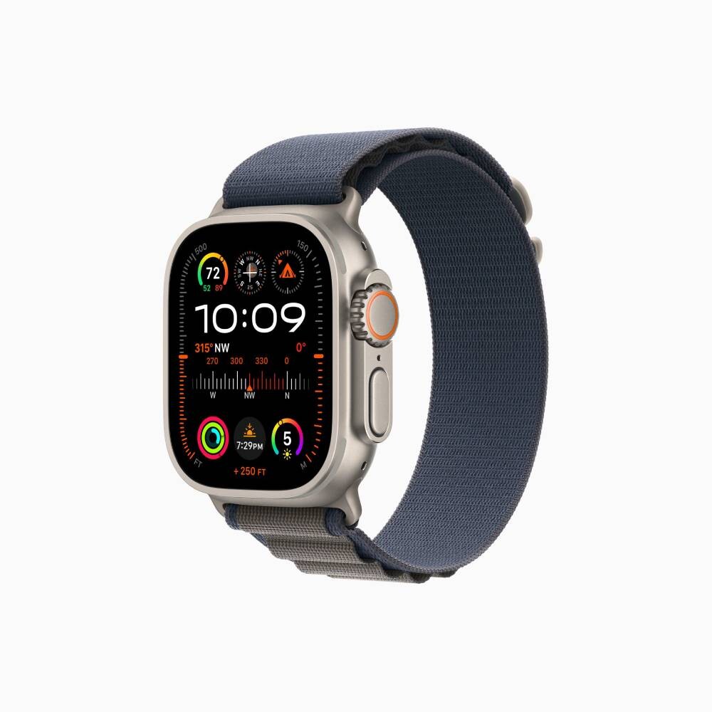 

Умные часы Apple Watch Ultra 2, 49 мм, GPS+Cellular, Natural Titanium Case/Blue Alpine Loop - S, Серебристый, Умные часы Apple Watch Ultra 2, 49 мм, GPS+Cellular, Natural Titanium Case/Blue Alpine Loop - S