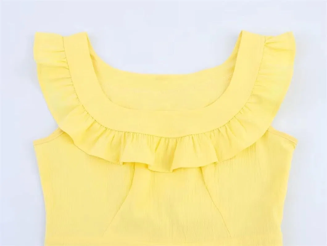 Женское летнее платье-комбинация с воланами, Yellow — фото 3
