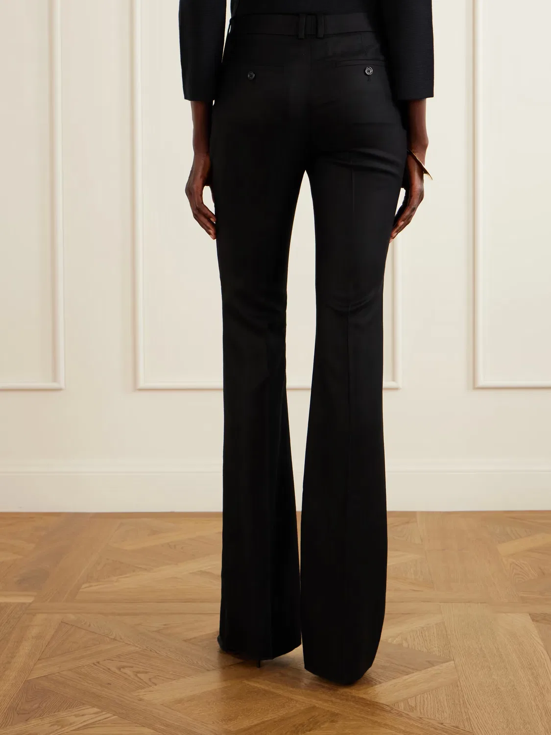 Кашемировые брюки-клеш Saint Laurent, черный — фото 4