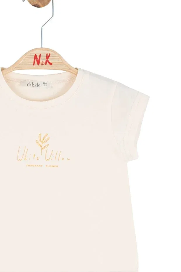 Детская футболка для девочек с коротким рукавом Nk Kids, Cream - Yellow — фото 2