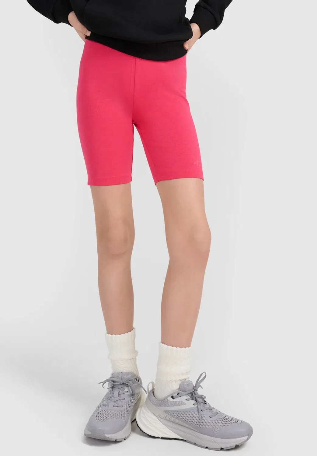 Legginsy kolarki dzianinowe dziewczęce - czarne 122 (6-7 лат) - леггинсы 4F, Hot Pink — фото 2