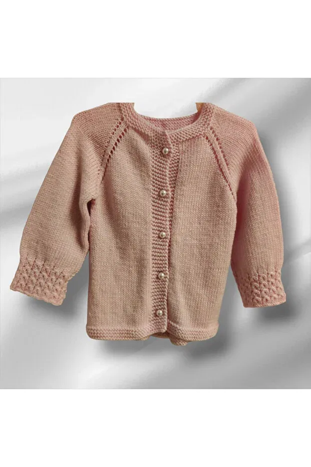 Детский вязаный кардиган для новорожденных с пуговицами Moda, Pink