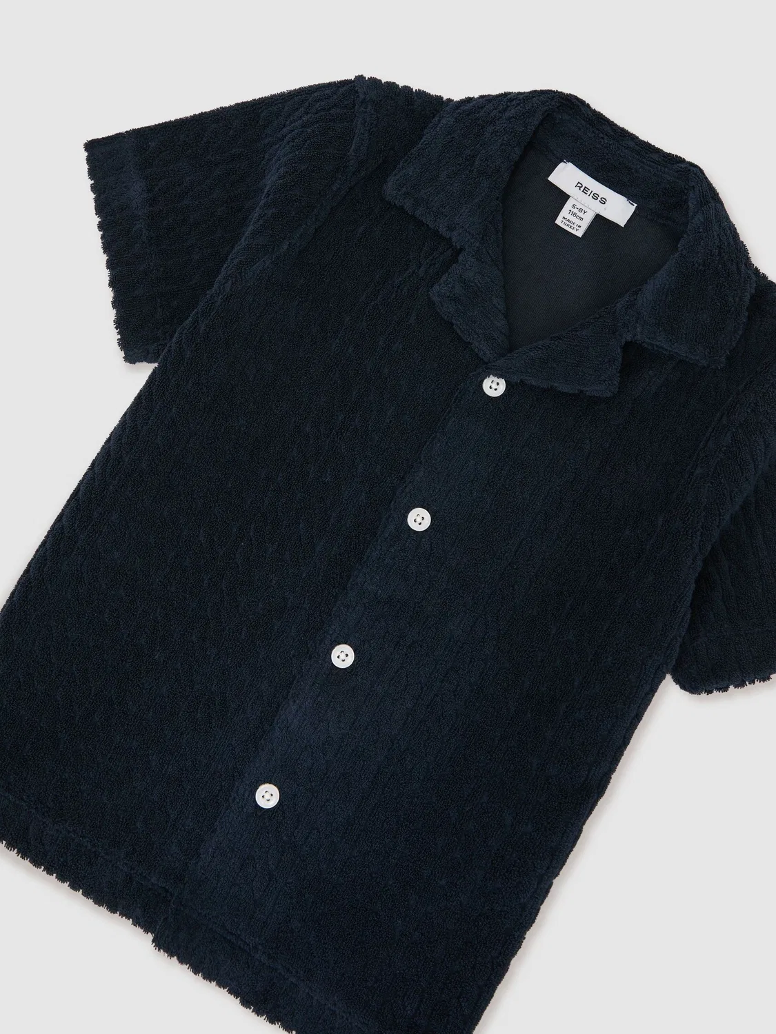 Рубашка с кубинским воротником Reiss Navy Shore, 3-9 лет, синяя — фото 3