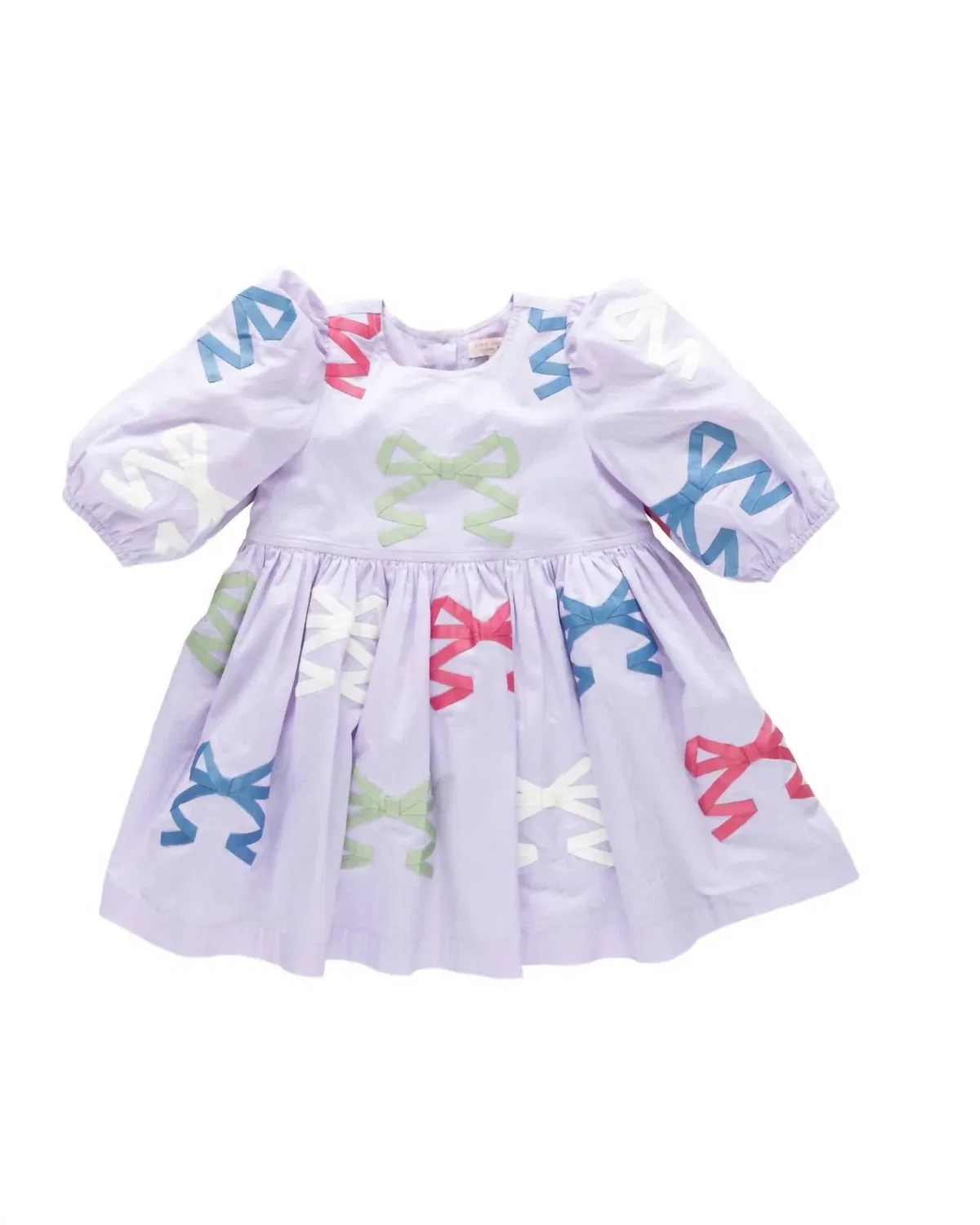 Детское платье для девочек с коротким рукавом и аппликацией Brooke Dress Pink Chicken, Lavender Multi Bow Applique
