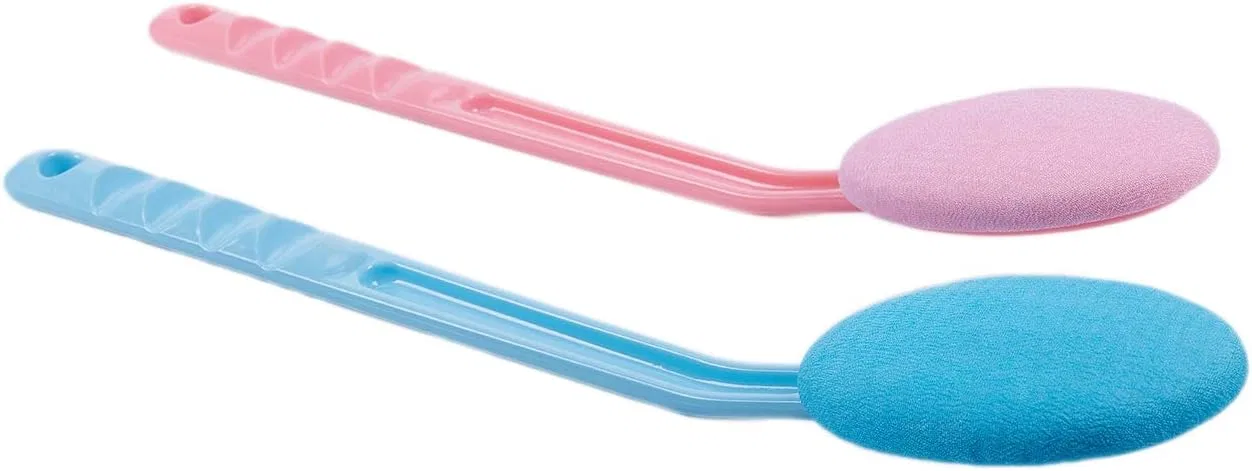 Щетка для тела с длинной ручкой, Beauneo, 2 шт, 37 см, Blue and Pink — фото 4