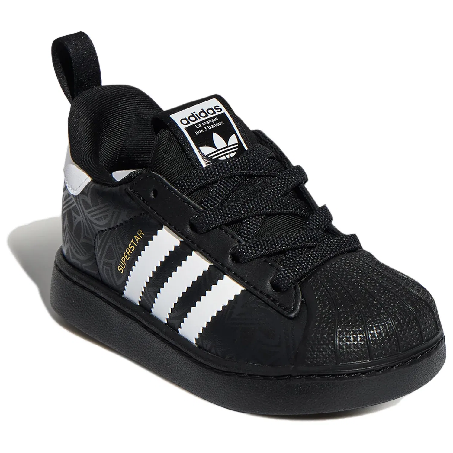 Детские кроссовки для малышей с закрытым носком Adidas Originals SUPERSTAR, Black/White/Gold — фото 4
