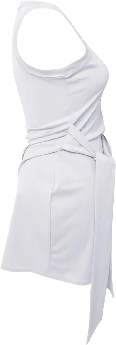 Женское облегающее трикотажное платье с завязкой на талии, White — фото 3