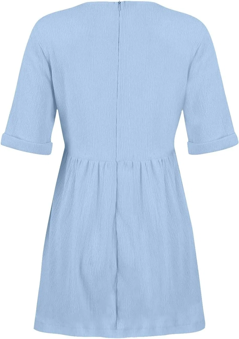 Женское летнее платье с карманами V-образным вырезом, Light Blue — фото 4
