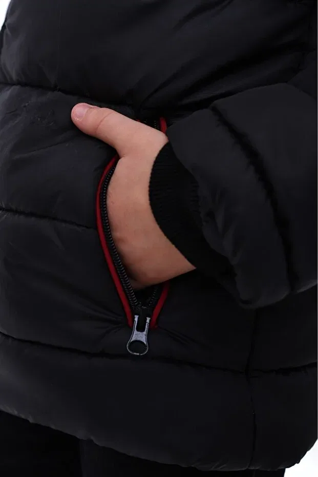 Детское зимнее пальто для девочек водонепроницаемое Premium Quality Boy Hooded Coat Minikiss, Black — фото 4