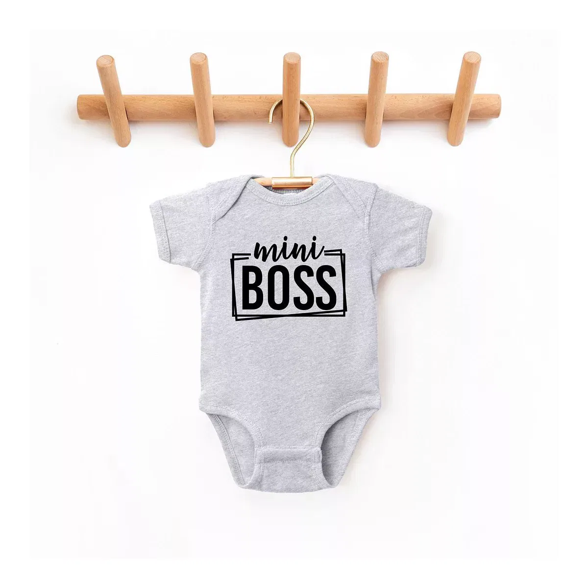 Детский боди с коротким рукавом Mini Boss Baby The Juniper Shop, Heather Grey