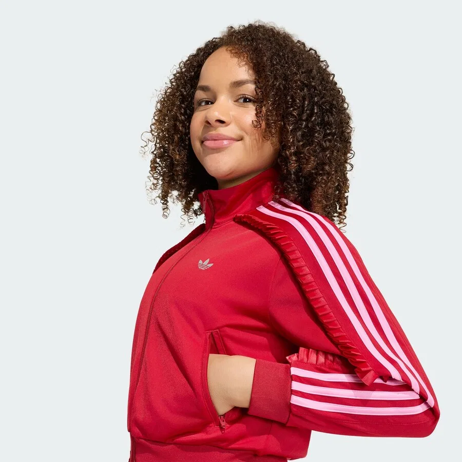 Худи на молнии ADIDAS ORIGINALS 'Firebird' красного цвета — фото 4