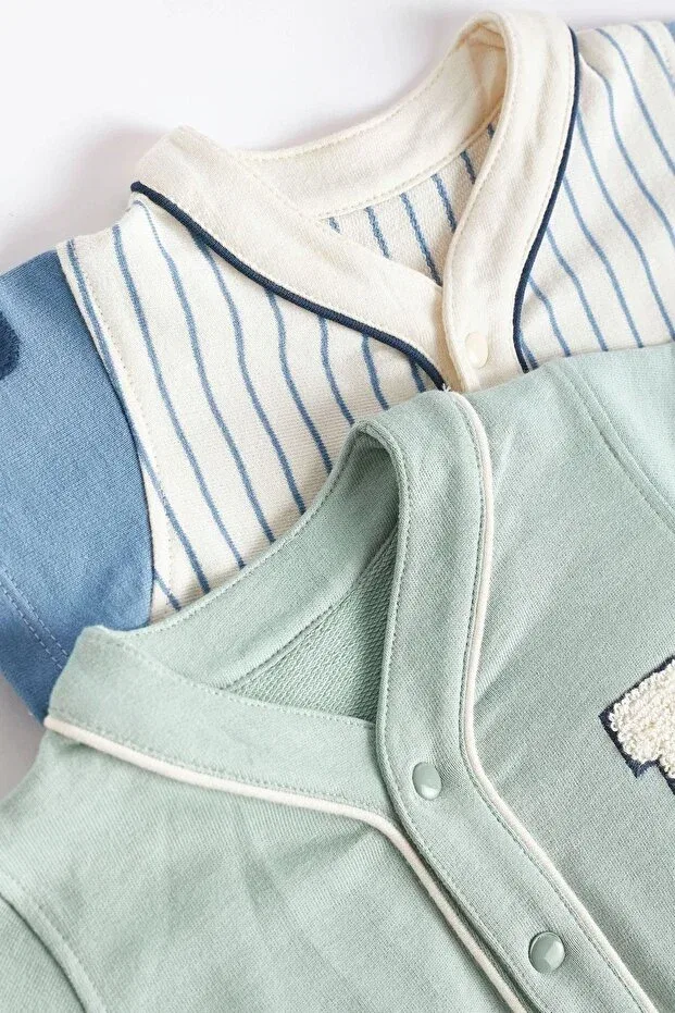 Детский комбинезон для мальчиков с коротким рукавом 100% Algodon - Yellow White Polo Gola Next Baby, Blue — фото 4