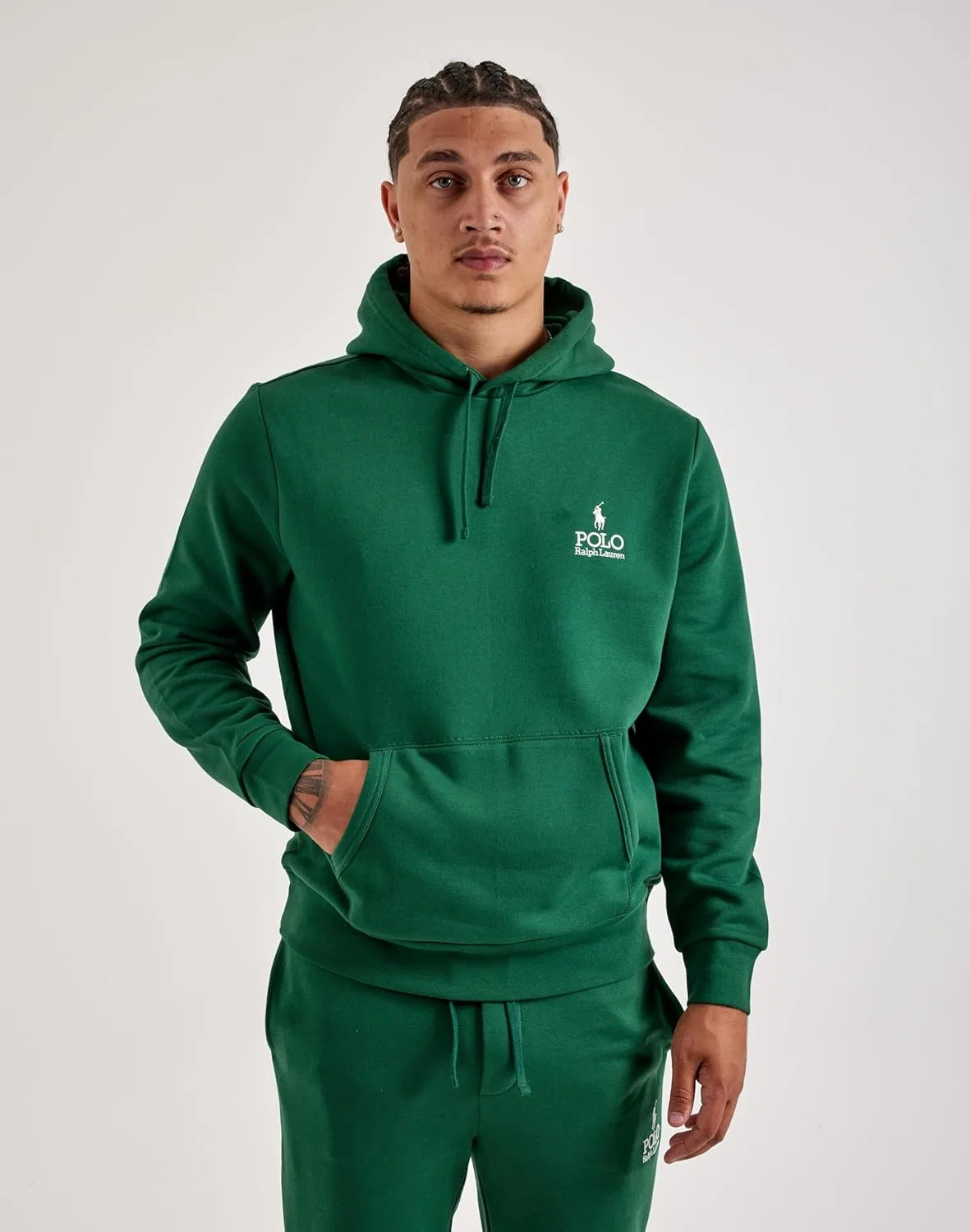 Винтажная толстовка с капюшоном POLO RALPH LAUREN с вышитым логотипом Polo Pony, зеленый — фото 2