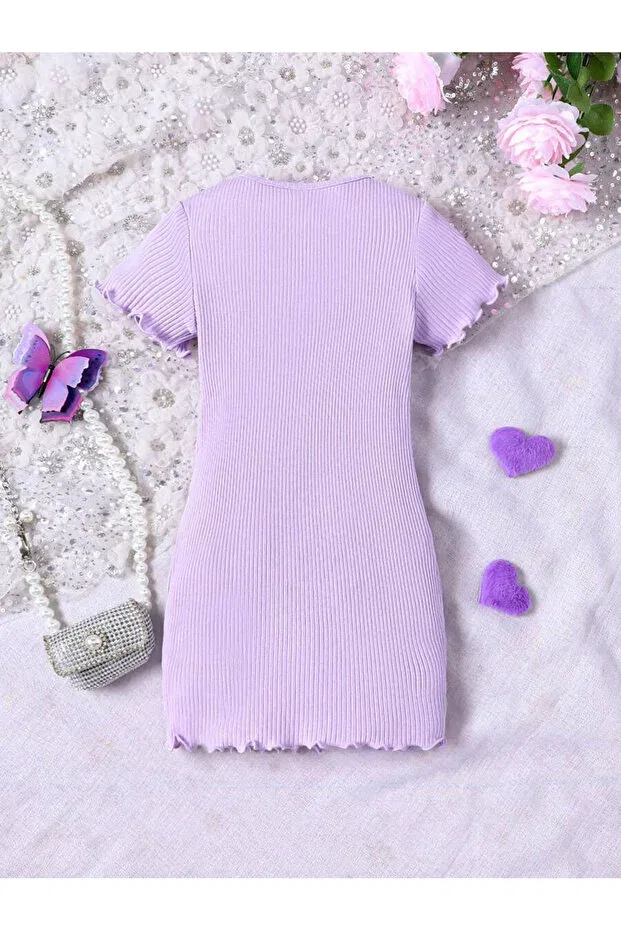 Детское платье для девочек с принтом Butterfly Printed Short Sleeve Dress Keywest, Lilac — фото 2