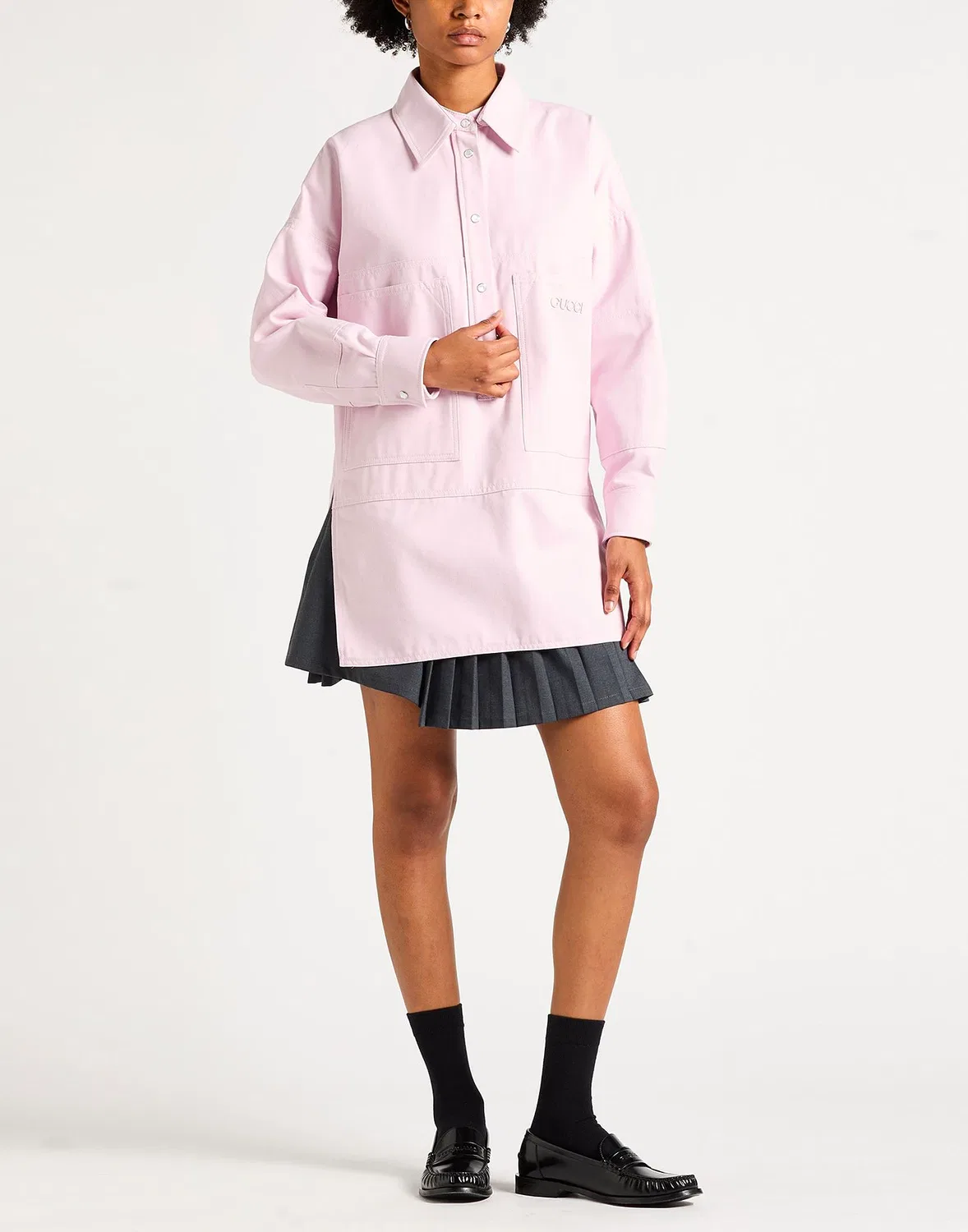 Женская рубашка оверсайз с длинным рукавом Gucci, Light Pink — фото 2