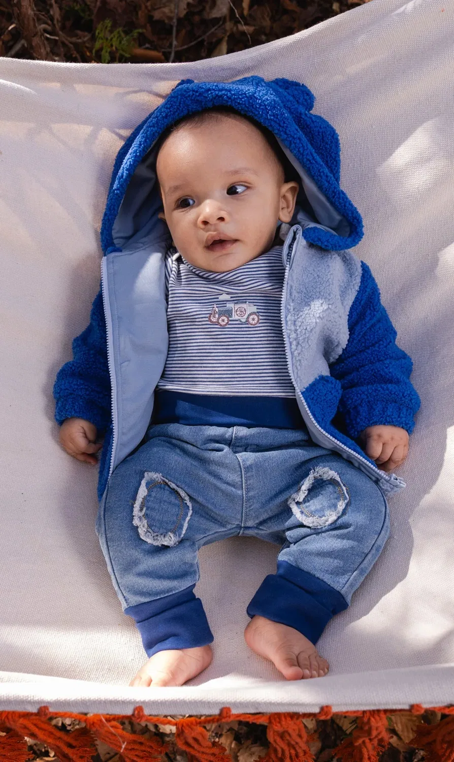 Детские брюки с регулируемым поясом и манжетами Evolutive Deux par Deux, Light Blue Denim — фото 2