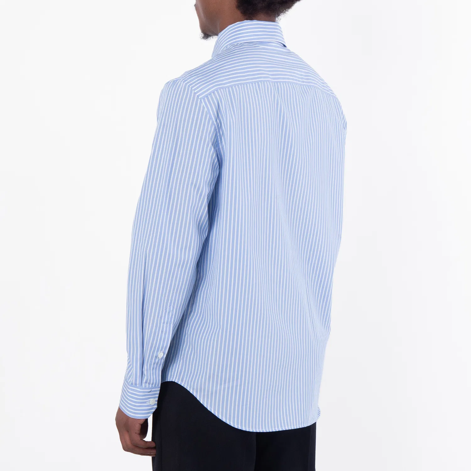 Рубашка с длинным рукавом Medusa Striped Long-Sleeve Shirt Versace, White/Light Blue — фото 4