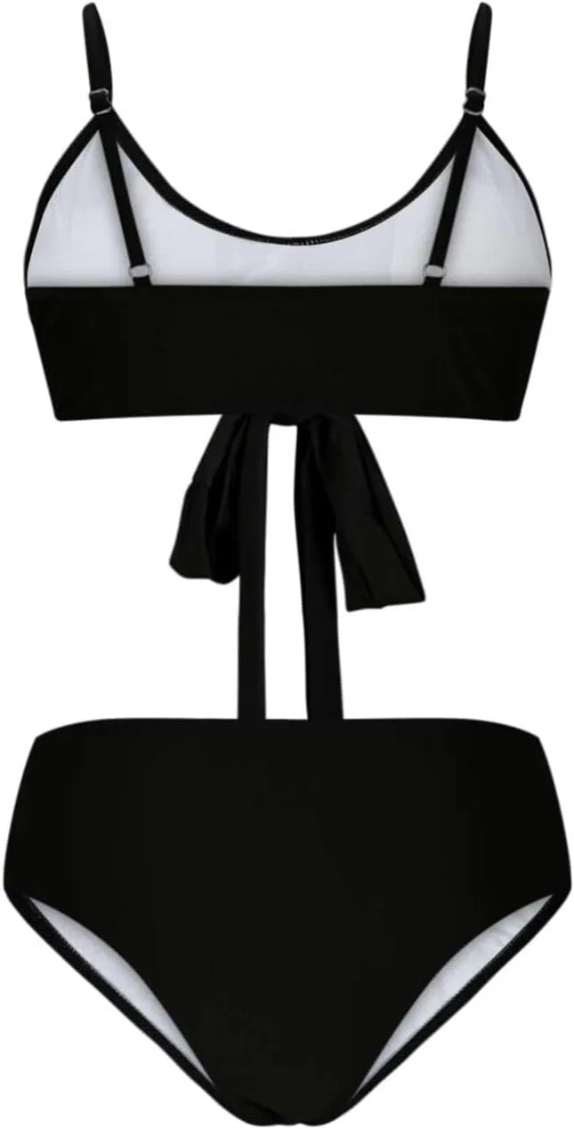 Женский бикини-комплект с утяжкой живота Push Up High Waisted, Black — фото 4